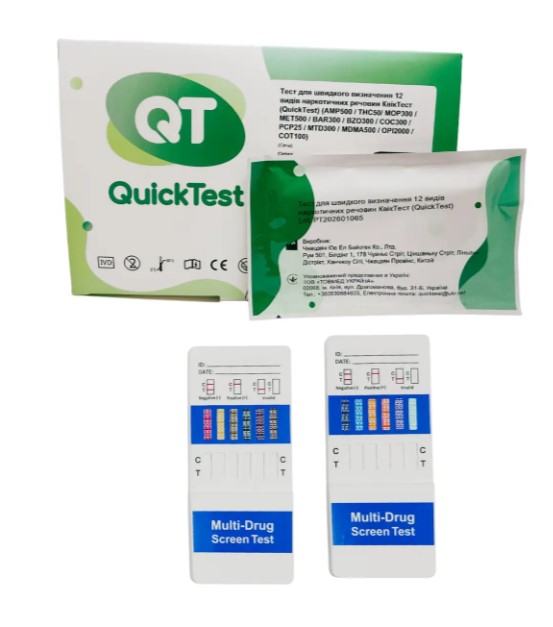 Тест для швидкого визначення 12 видів наркотичних речовин КвікТест (QuickTest)